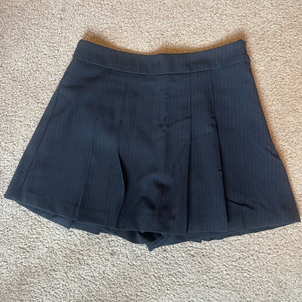 Zara pin striped mini pleated skirt with shorts under